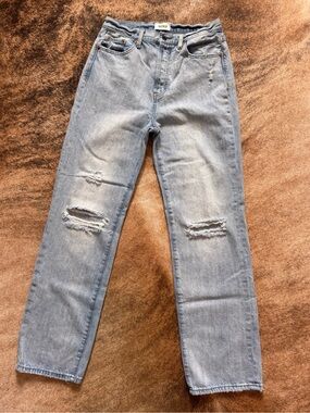 Pistola “Cassie” High-Rise Light Wash Distressed Straight Leg Jeans - size 27